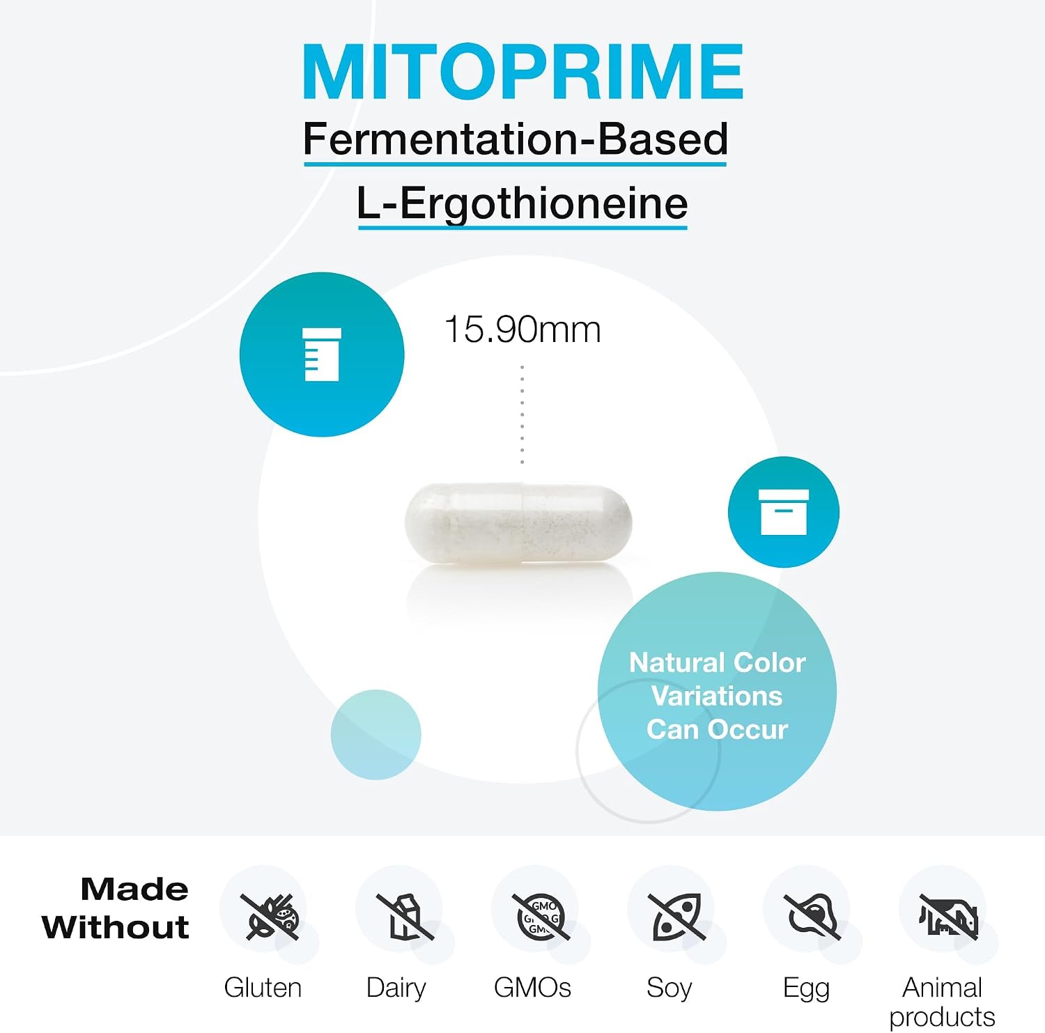 XYMOGEN MitoPrime - Suplemento de L-Ergotioneína - Apoyo Antioxidante Mitocondrial y Celular - Sin Gluten, Vegano y No GMO - 30 Cápsulas