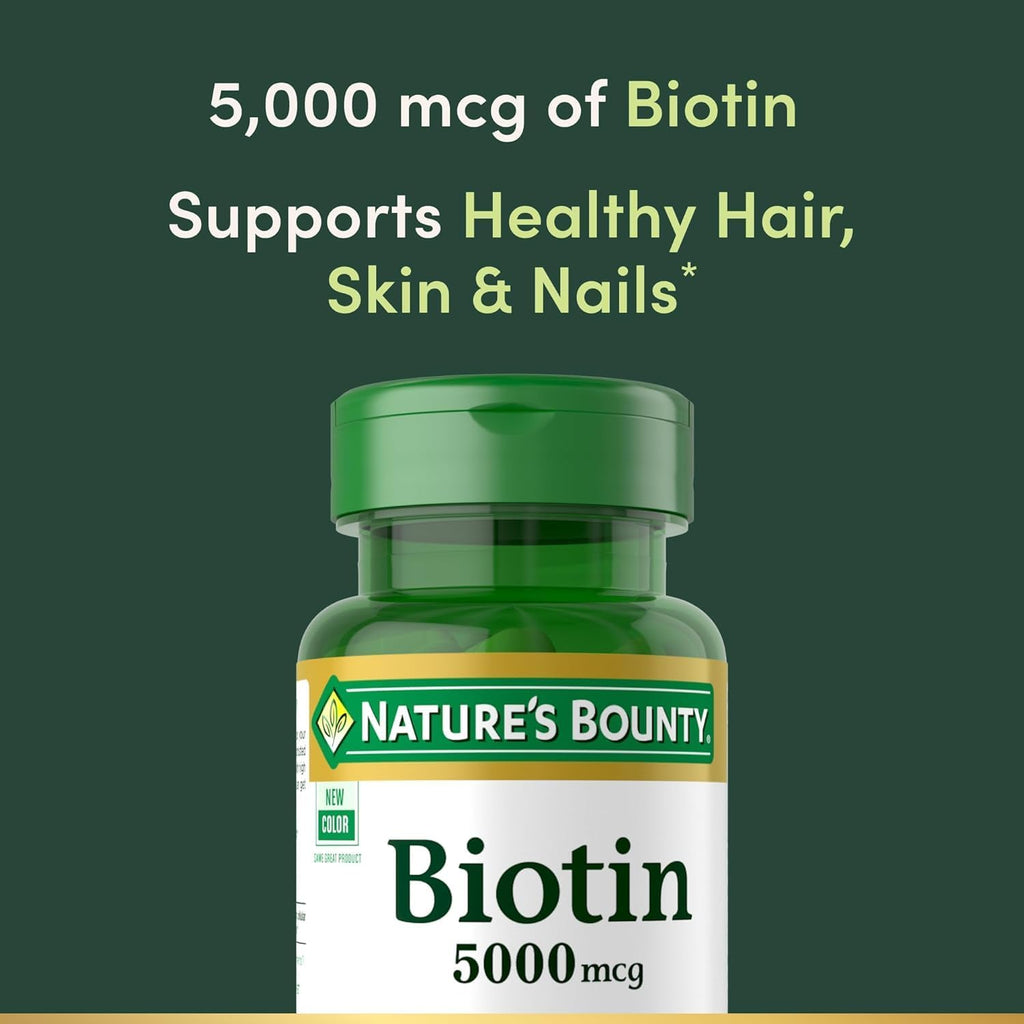 Nature's Bounty Biotina Super Potencia 5000mcg - 72 Cápsulas Blandas (Pack de 2)