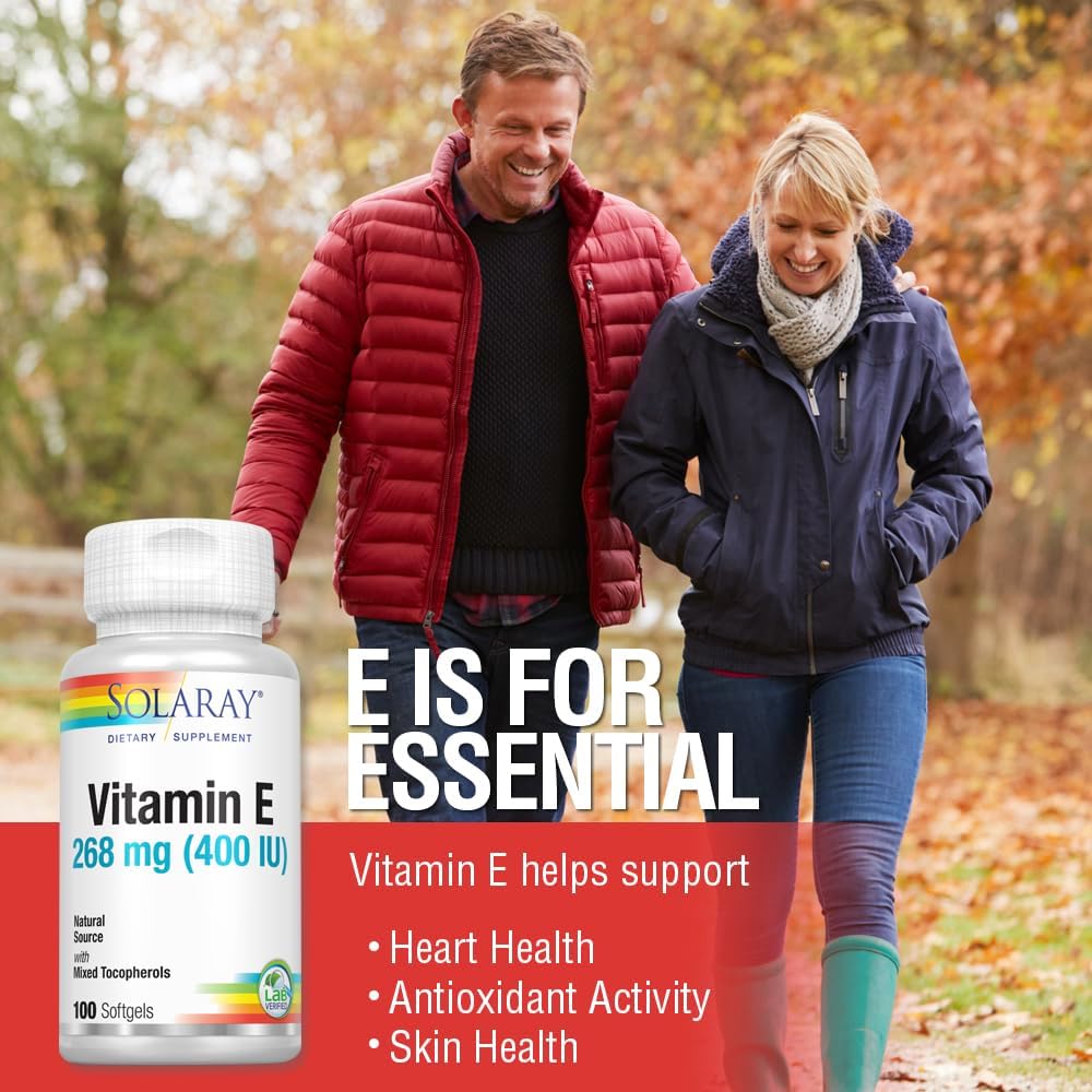 SOLARAY Vitamina E d-Alfa Tocoferol 400 UI (268 mg) - 100 Cápsulas Blandas