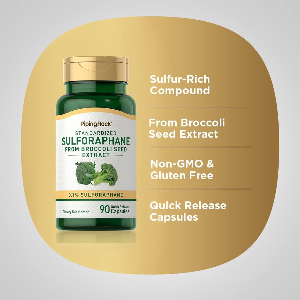 Piping Rock Sulforafano 400 mcg, 90 Cápsulas - Extracto de Semilla de Brócoli