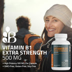 Bronson Vitamin B1 Extra Strength 500 MG High Potency Non-GMO, 60 Capsules