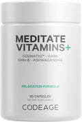 Codeage Meditate Vitaminas+ Suplemento - CognatiQ, DHH-B, GABA, Ashwagandha, Setas Orgánicas, Arándanos - 60 Cápsulas