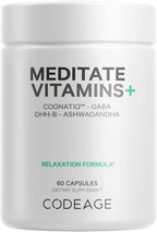 Codeage Meditate Vitaminas+ Suplemento - CognatiQ, DHH-B, GABA, Ashwagandha, Setas Orgánicas, Arándanos - 60 Cápsulas