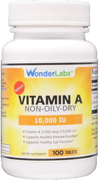 Wonder Laboratories Vitamina A 10.000 UI, como Palmitato, de Aceite de Hígado de Bacalao – 100 Comprimidos