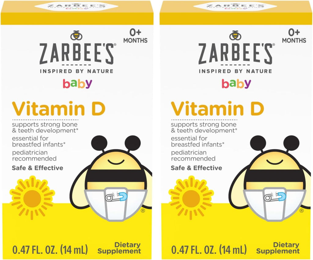 Zarbee's Gotas de Vitamina D3 para Bebés, 400 UI, Pack de 2 frascos de 14 ml