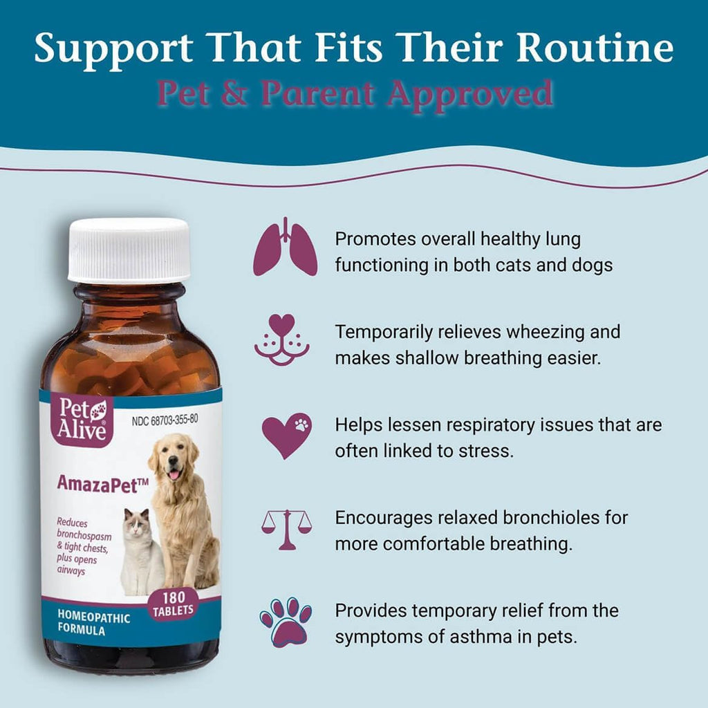 AmazaPet – Comprimidos para la tos y el soporte respiratorio en perros y gatos (180 comprimidos)