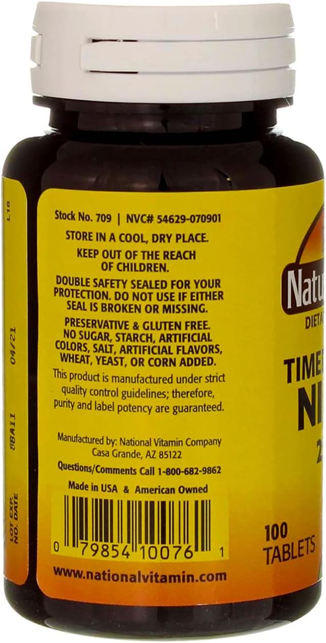 Nature's Blend Niacina de Liberación Sostenida 250 mg, 100 Comprimidos