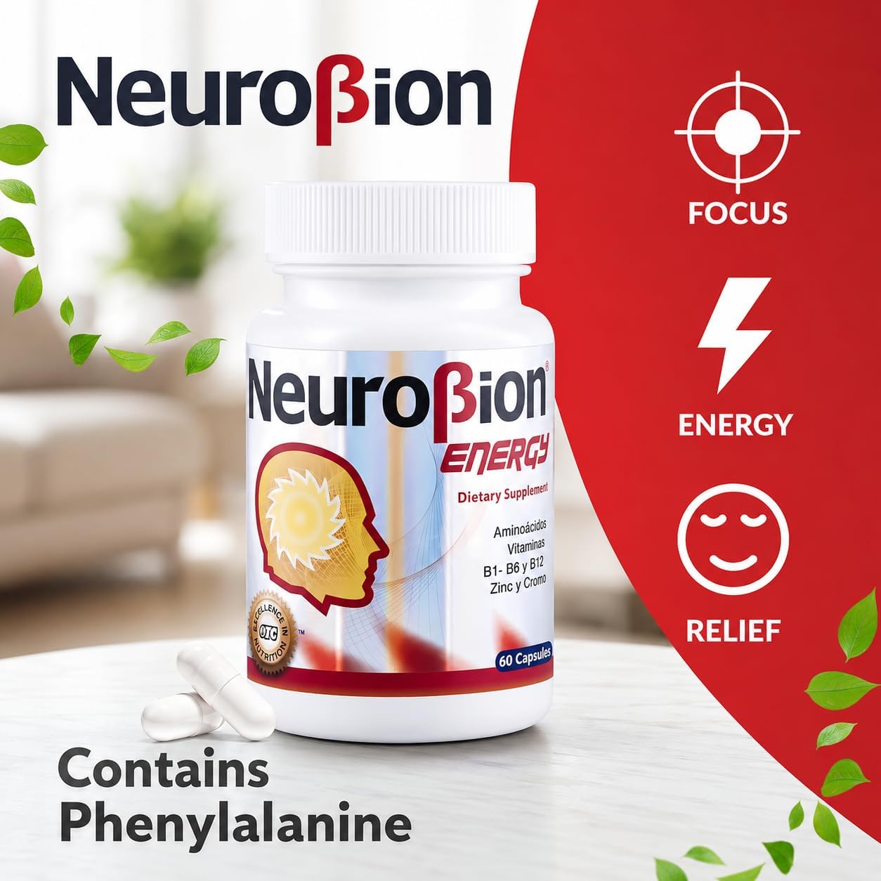 Neurobion Energy - 60 Capsules with Vitamins B1, B2, B6, B12, Zinc and Chromium