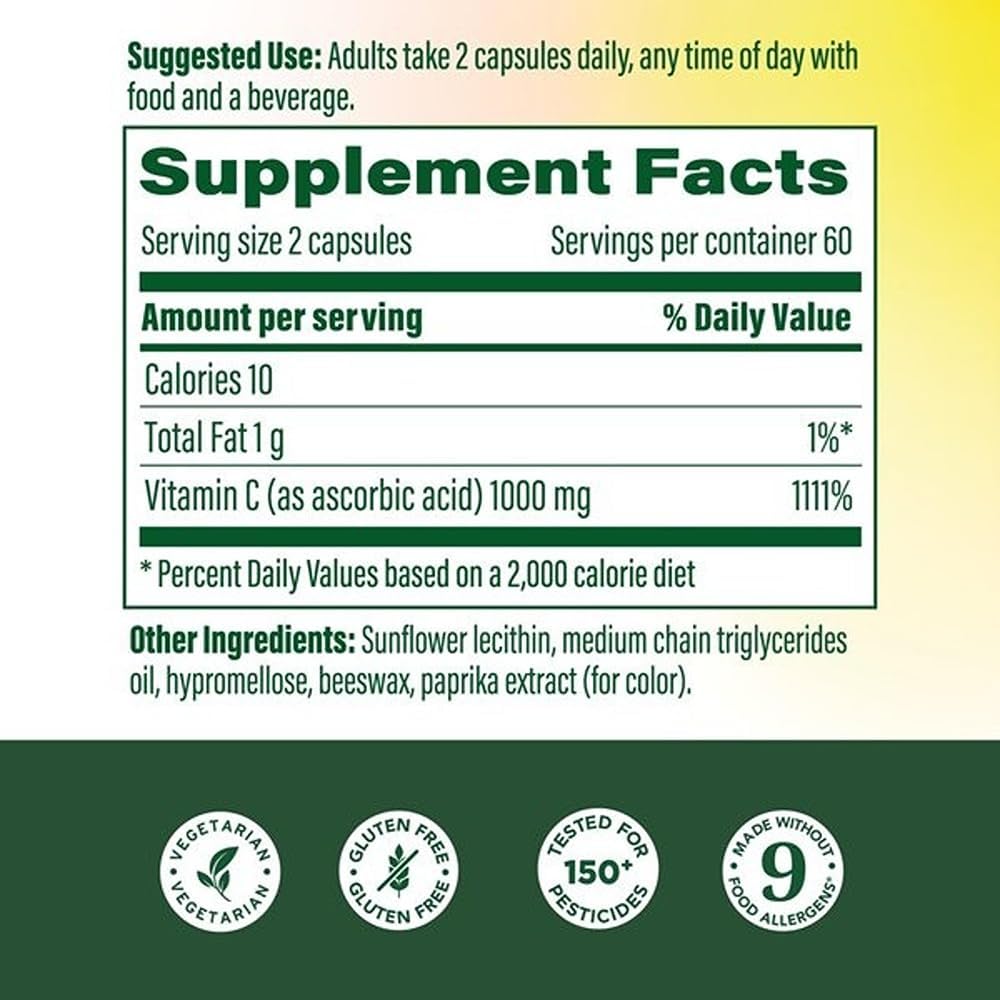 MegaFood Vitamina C Liposomal, 1000 mg por Dosis, 120 Cápsulas