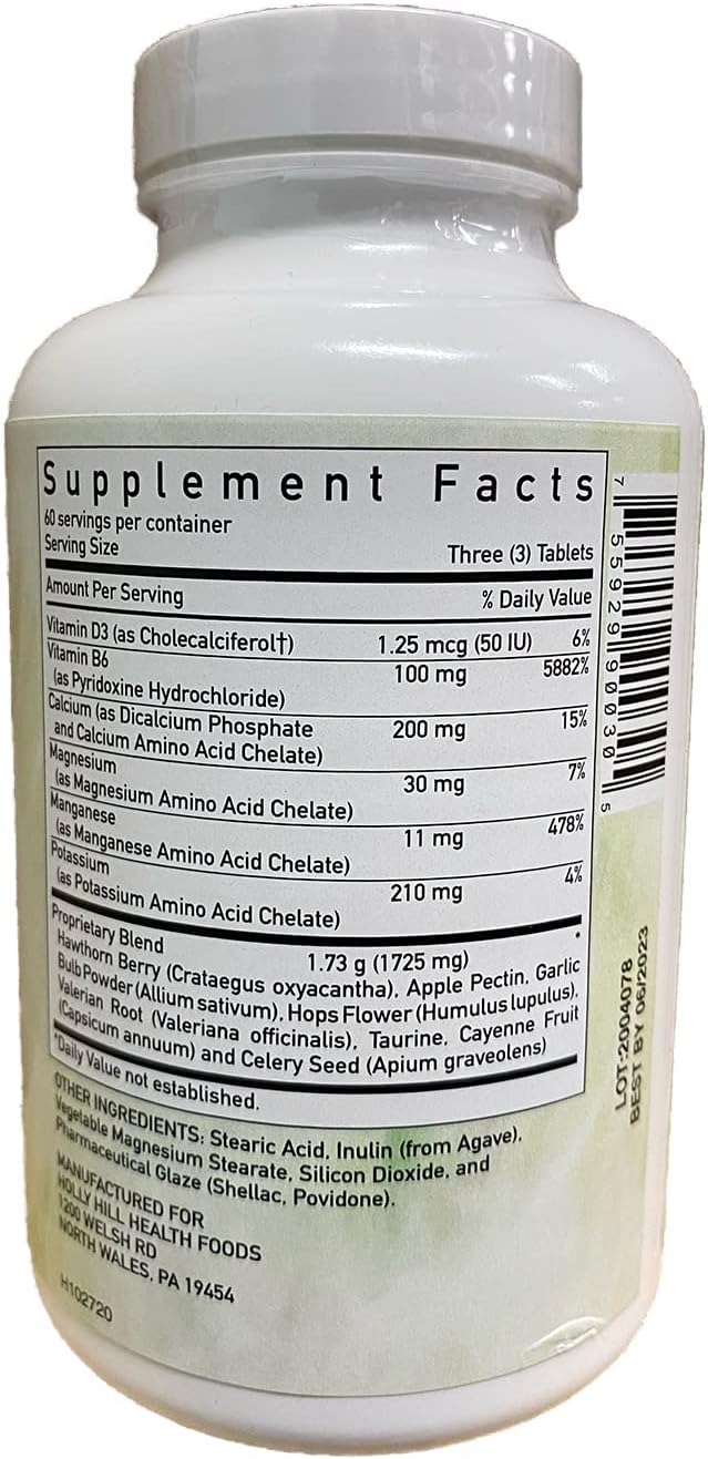 Holly Hill Health Foods Fórmula para la Presión Arterial, 180 Comprimidos Vegetales