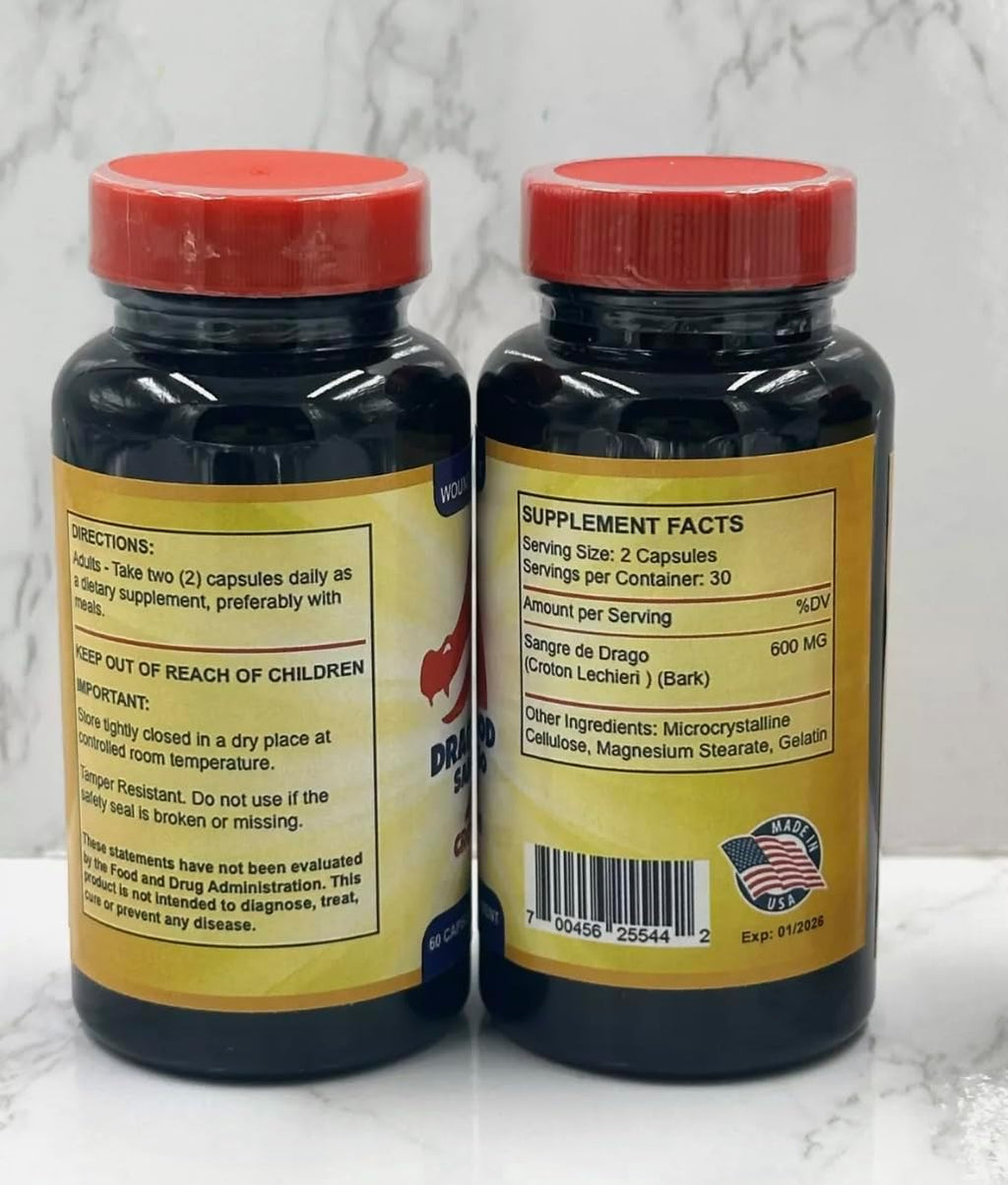 Dragon's Blood Resin Extract Croton Lechleri Sangre de Drago 500mg 60 Cápsulas