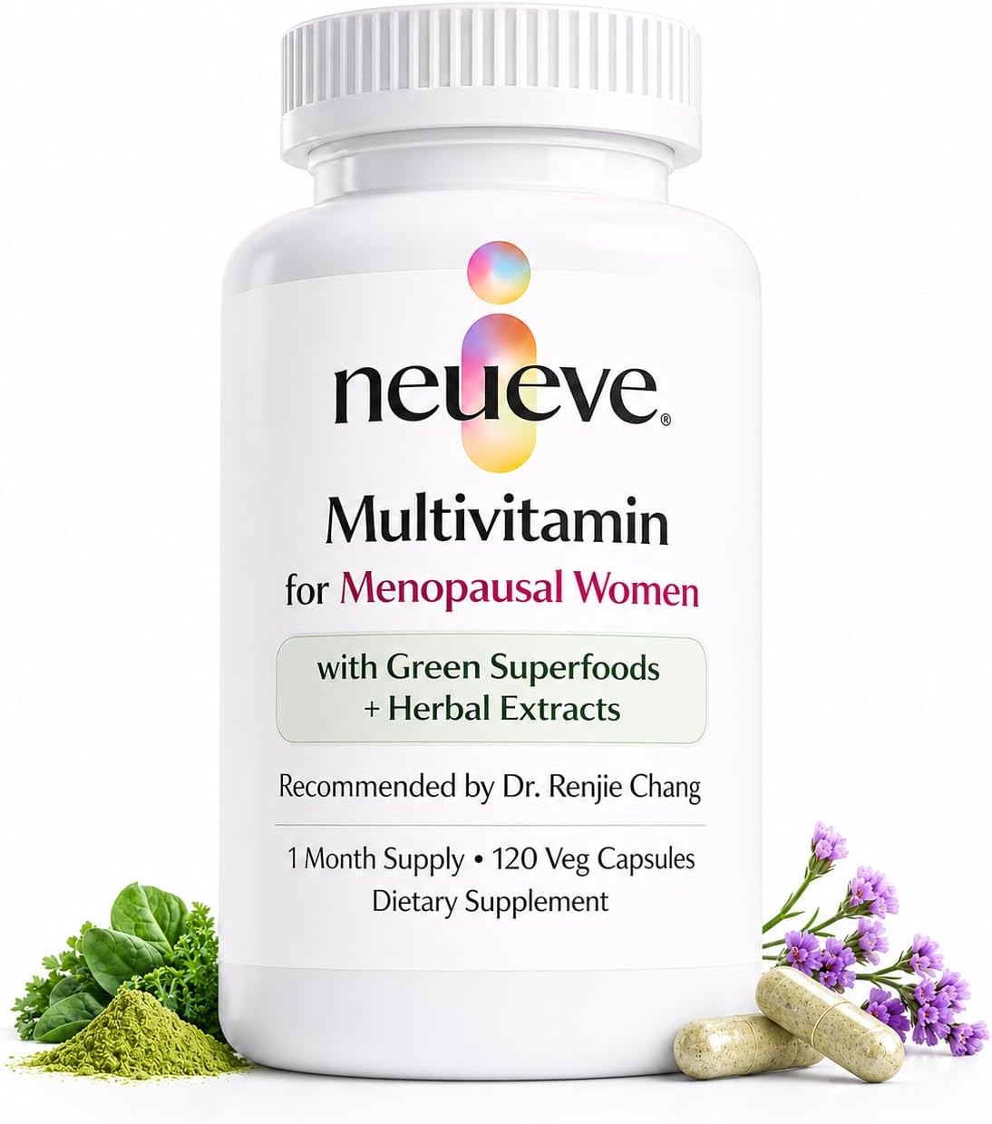 NeuEve Multivitamínico para la Menopausia - Sin Hormonas - Con Superalimentos Verdes - 120 Cápsulas Veganas