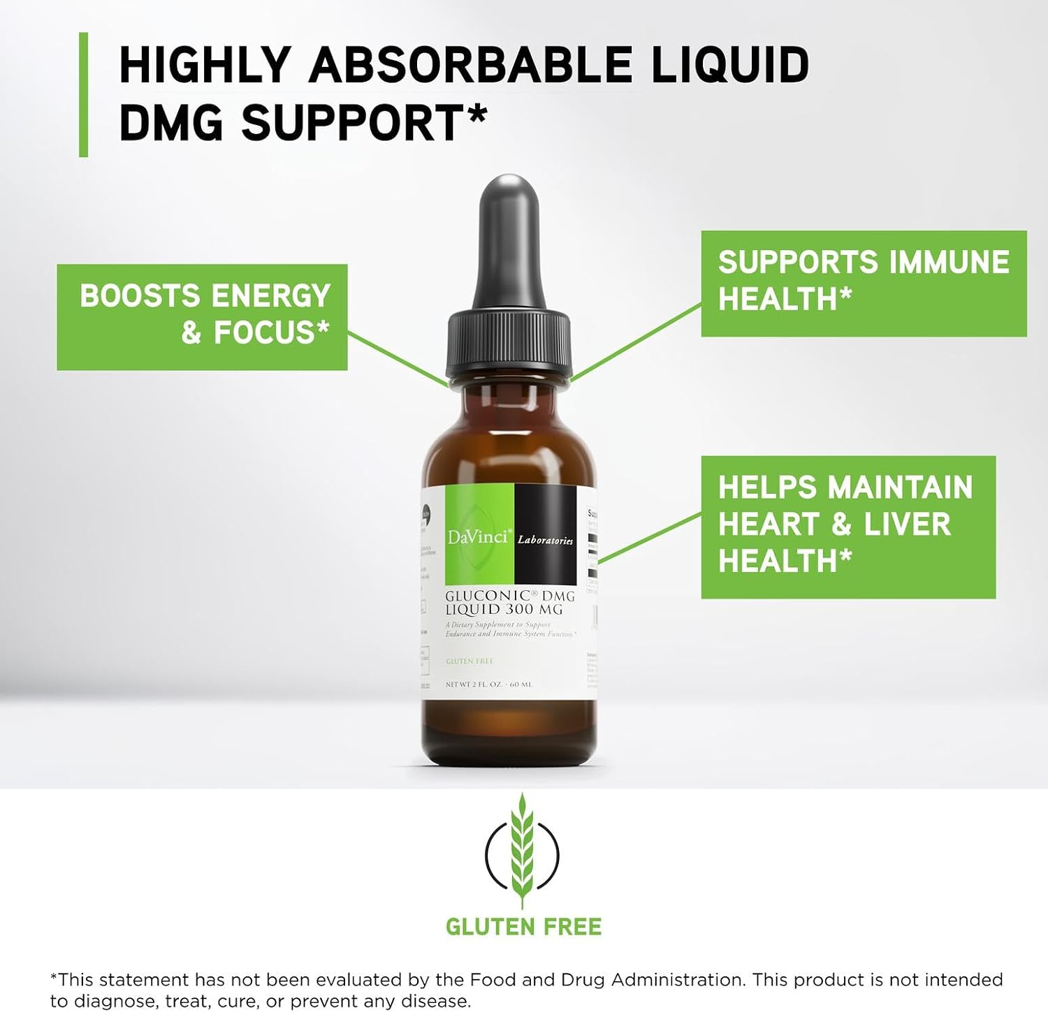 DAVINCI Labs Gluconic DMG Líquido 300mg - 60 ml