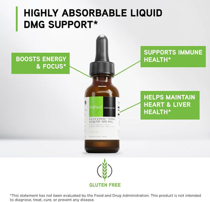 DAVINCI Labs Gluconic DMG Líquido 300mg - 60 – Función cognitiva: El DMG participa en la producción de – Image 3