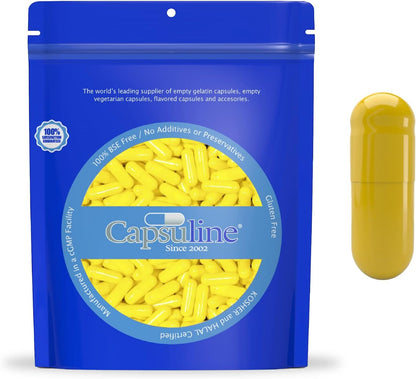 Capsuline Cápsulas de Gelatina Vacías Tamaño 0 Color Amarillo - 1000 Unidades | Certificado Kosher y Halal | Sin Gluten – Image 1