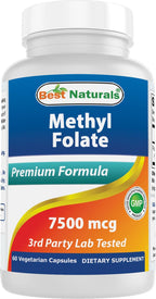 Best Naturals Metilfolato 7500 mcg - 60 Cápsulas Vegetales