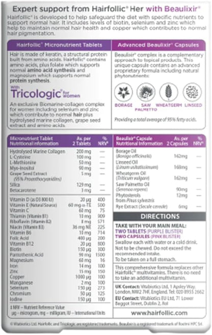 Vitabiotics Hairfollic Woman Advanced - 60 – Ayudan a mantener la salud de la piel y el cabello. – Image 2