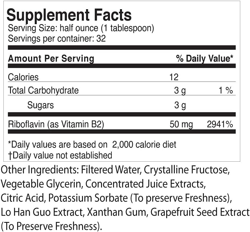 Life Solutions Vitamina B2 - Suplemento Líquido de Riboflavina 50 mg - 473 ml