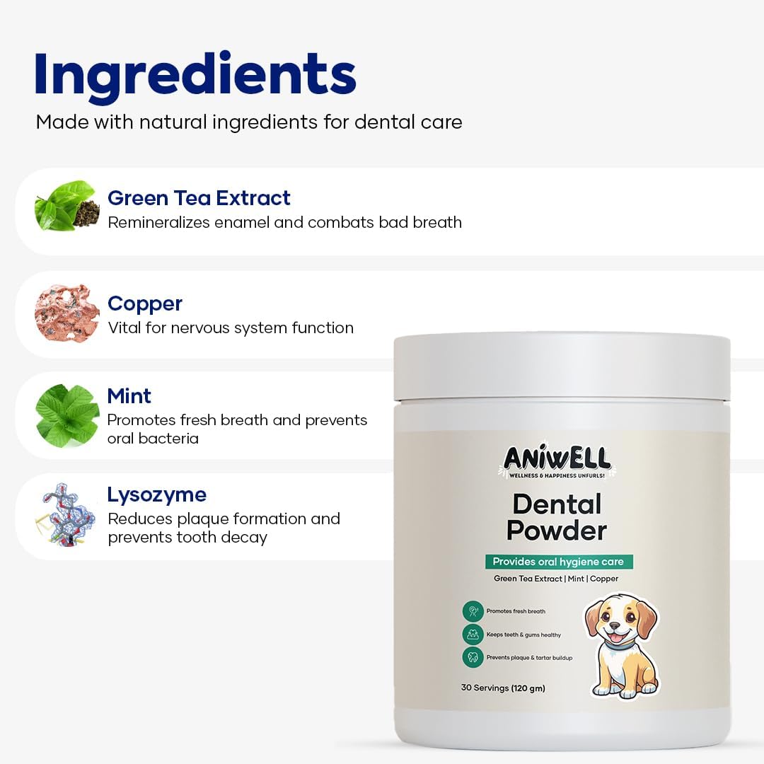 Aniwell Dog Dental Powder - Polvo Dental para Perros con Extractos Herbales