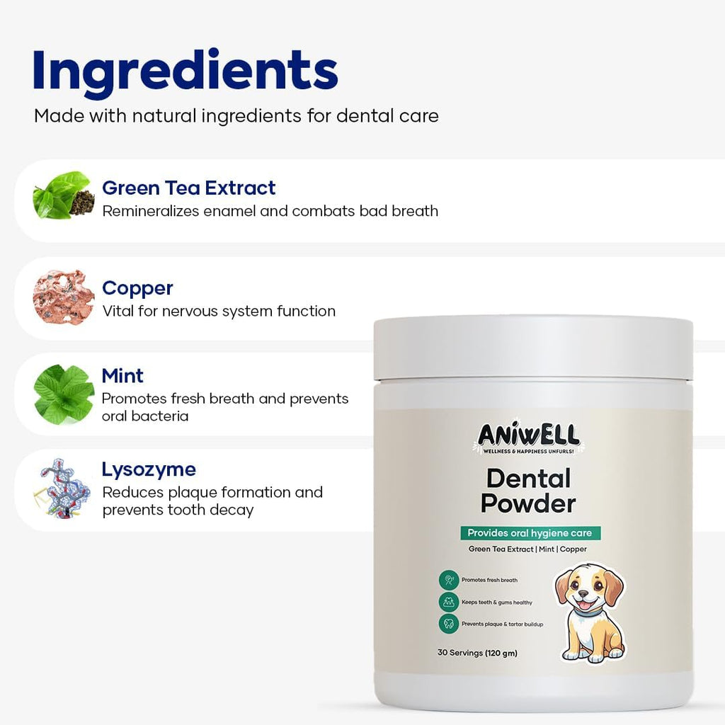Aniwell Polvo Dental para Perros - Extractos Herbales y Algas - Pack de 3