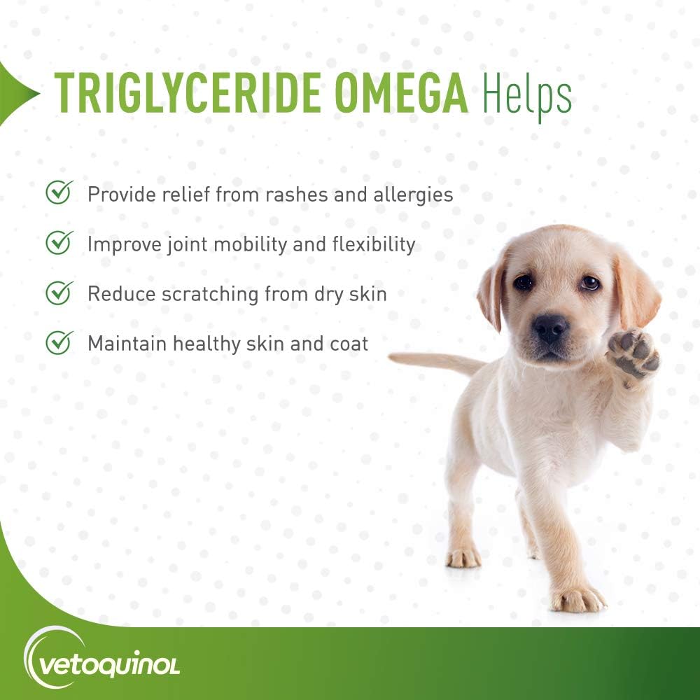 Vetoquinol Triglyceride OMEGA - Aceite de Pescado para Perros y Gatos - 2 x 237 ml