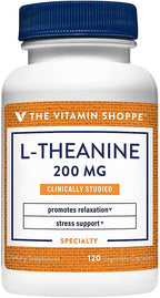 The Vitamin Shoppe L-Teanina 200mg - Aminoácido del Té Verde para Calma y Relajación (60 Cápsulas)