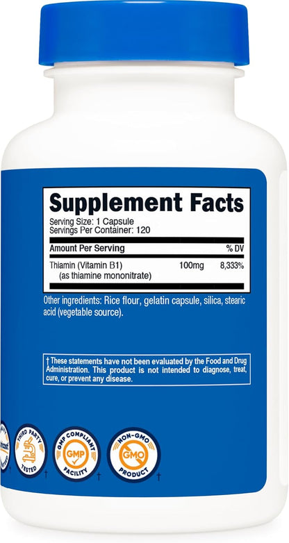 Nutricost Vitamina B1 (Tiamina) 100mg, 120 – El metabolismo energético normal. – Image 5