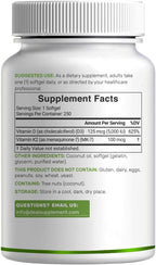 DEAL SUPPLEMENT Vitamina D3 5.000 UI + K2 MK7 100mcg Cápsulas blandas | Complejo 2 en 1 con Aceite de Coco Virgen