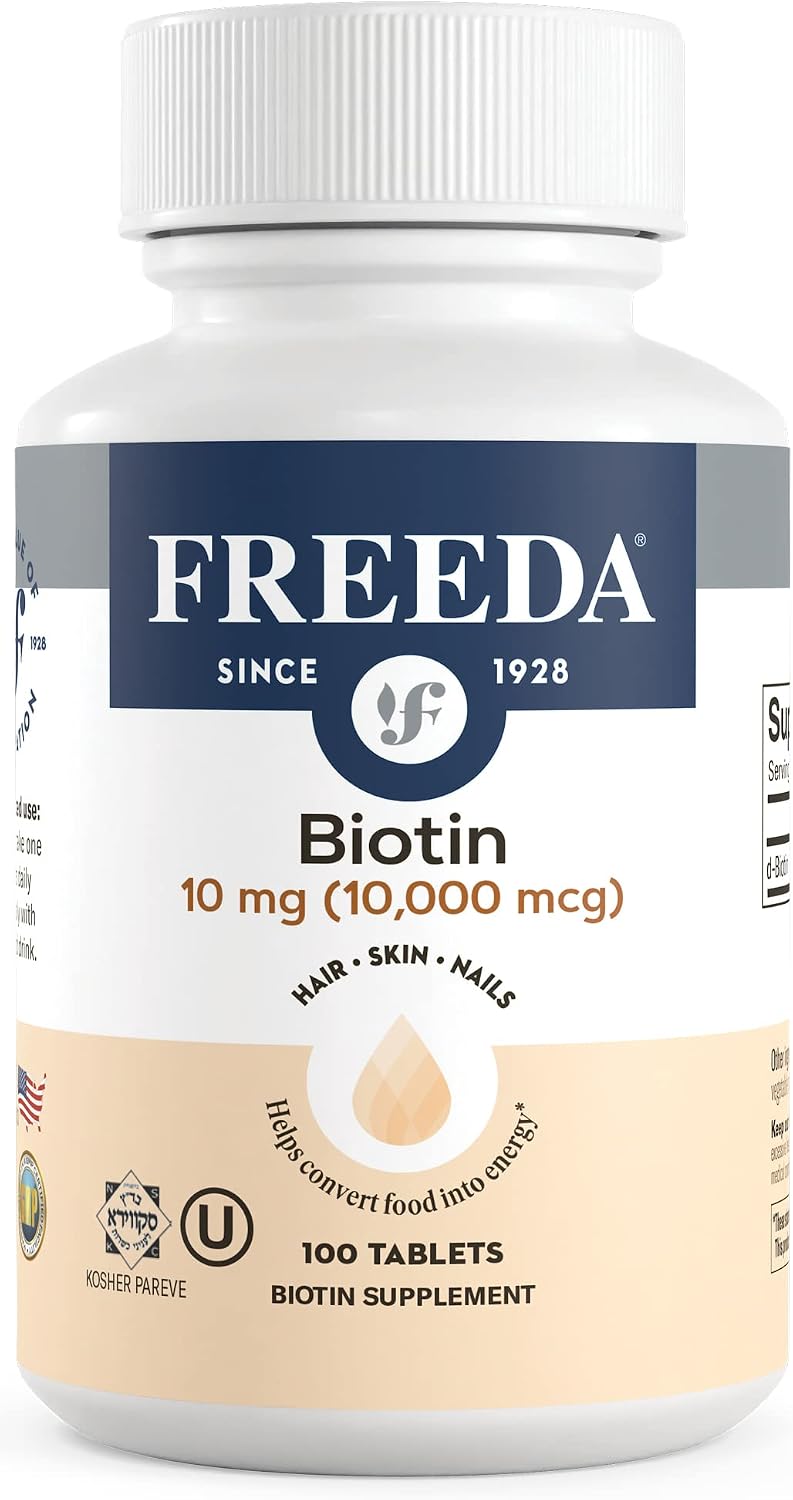 FREEDA Biotina 10.000 mcg – Pequeñas pastillas para el cabello, la piel y las uñas