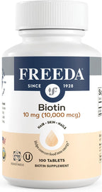 FREEDA Biotina 10.000 mcg – Pequeñas pastillas para el cabello, la piel y las uñas