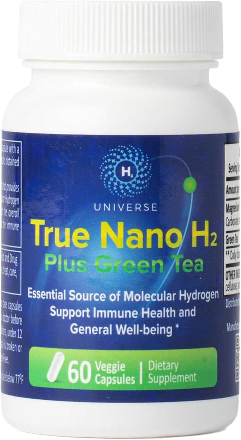True Nano H2 con Té Verde - Hidrógeno Molecular con Nanoburbujas de Hidrógeno Activo - 60 Cápsulas
