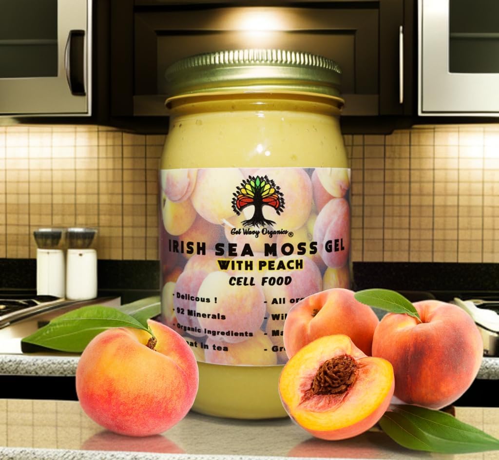 Wildcrafted Irish Sea Moss Gel | Made in USA | Rich in Vitamins & Minerals (Pack of 1, Peach)