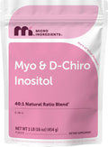 Micro Ingredients Myo-Inositol y D-Chiro Inositol en Polvo, Proporción 40:1, 1 Libra (454 g), 221 Dosis