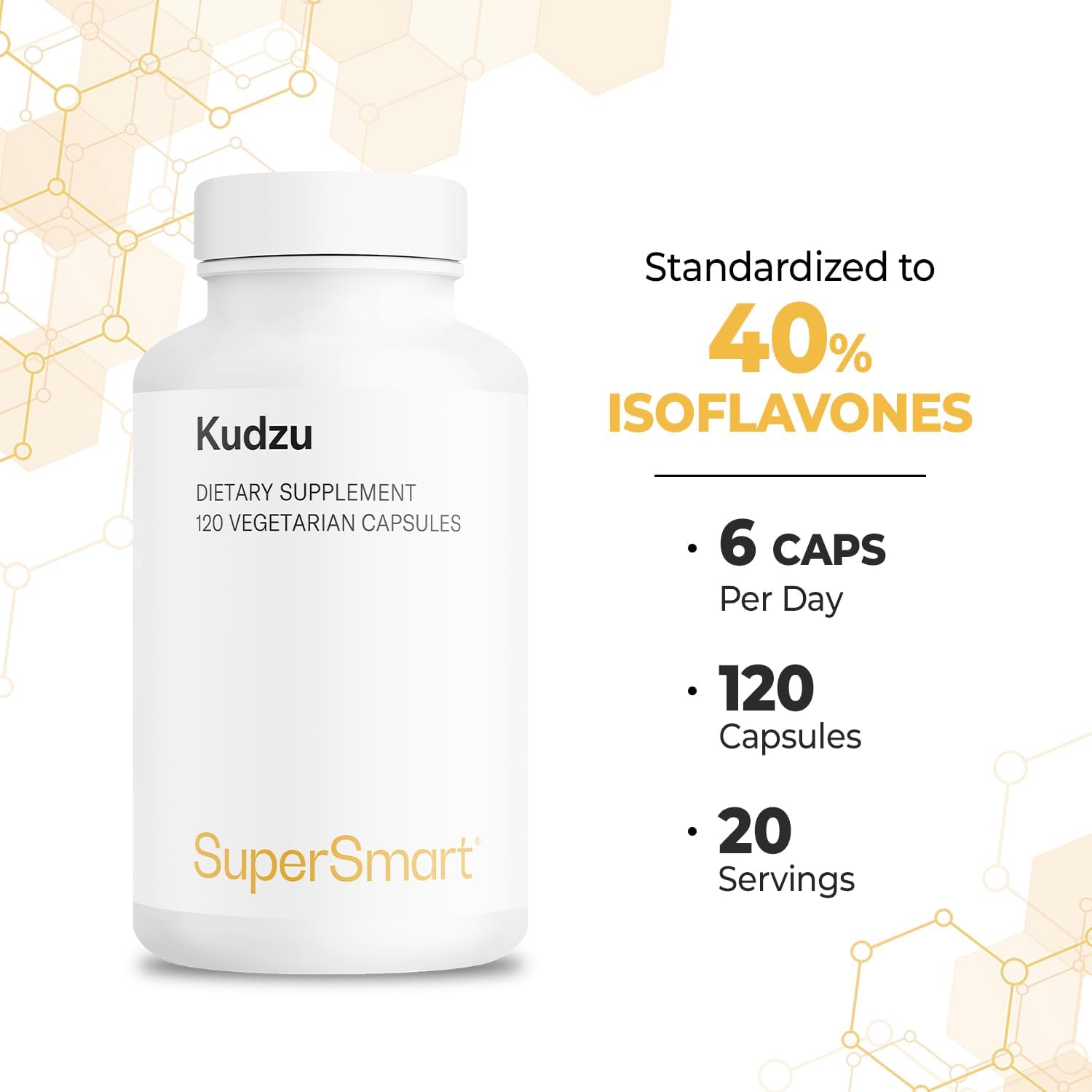 Supersmart - Kudzu Extract 500 mg Full Spectrum - 120 Vegetarian Capsules