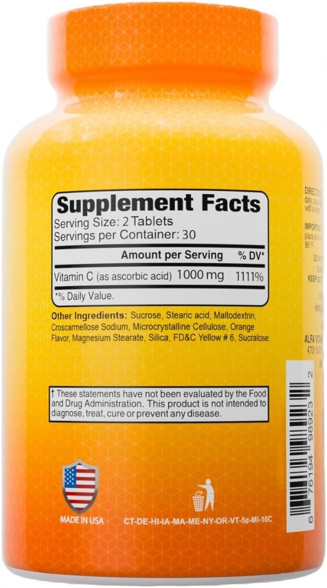 ALFA VITAMINS Vitamina C Masticable 1000 mg – 60 Comprimidos