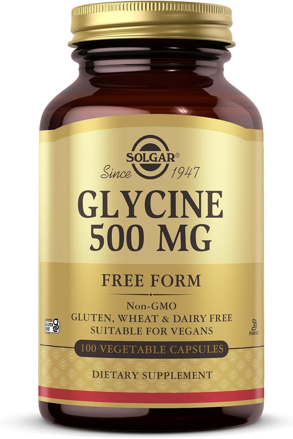 Solgar Glicina 500 mg - 100 Cápsulas Vegetales - Sin Gluten, Vegano, Kosher