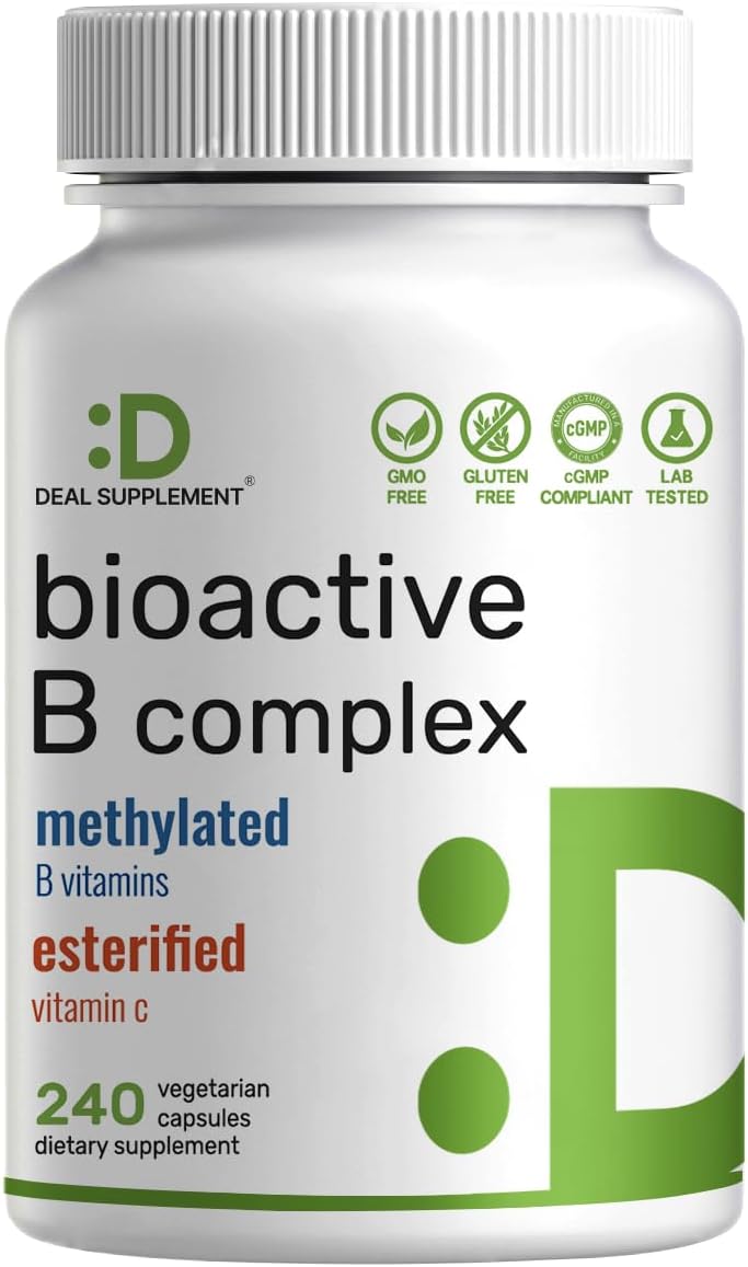 Complejo B Bioactivo con Vitaminas Metiladas y Vitamina C - 240 Cápsulas Veganas