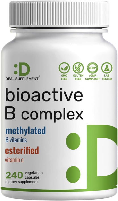 Complejo B Bioactivo con Vitaminas Metiladas y Vitamina C - 240 Cápsulas Veganas – Image 1