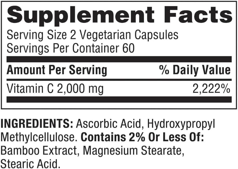 Spring Valley Ultra Strength Vitamina C 2000 mg - 120 Cápsulas