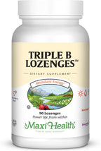 Maxi Health Triple B Lozenges - Vitamina B12, B6 y Biotina - Sabor Fresa - 90 Comprimidos Masticables - Kosher