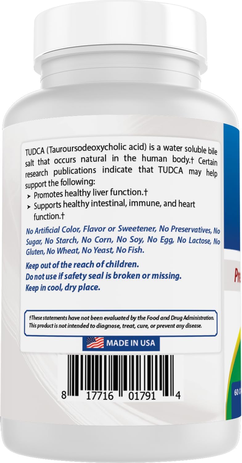 Best Naturals TUDCA 250mg (Ácido Tauroursodesoxicólico) - 60 Cápsulas Veganas