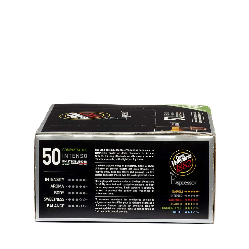 Caffe Vergnano Intenso - Cápsulas de Espresso (50 uds) - Compatibles Nespresso Original Line