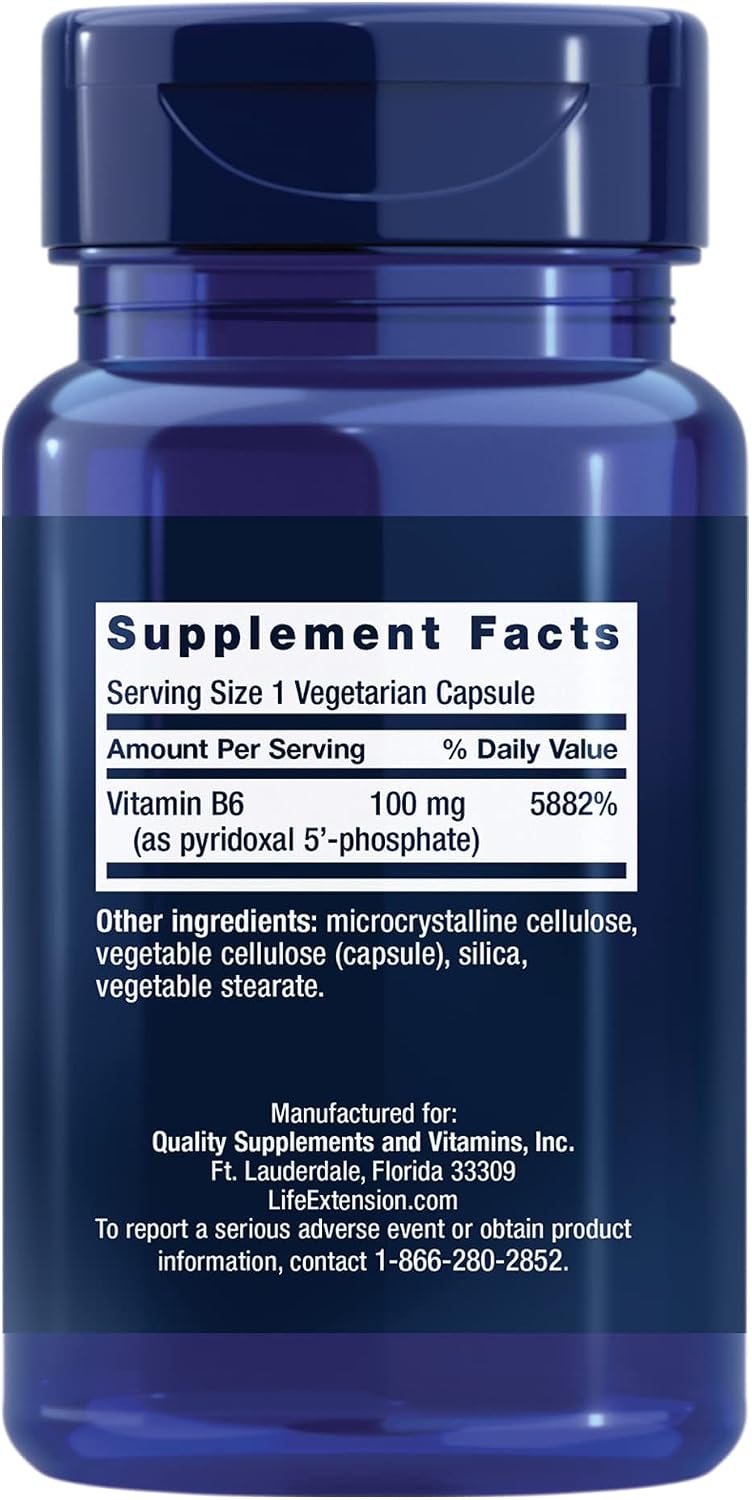 Life Extension Piridoxal 5'-Fosfato - Vitamina B6 Activa 100 mg - 60 Cápsulas Vegetarianas
