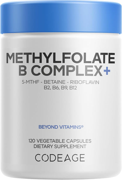 Codeage Complejo B Metilado+ con Metilfolato – 5-MTHF (Quatrefolic®): Es la forma activa del ácido fólico, lista – Image 1