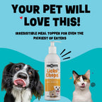 Dinovite Lickochops Suplemento para Perros y Gatos con Ácidos Grasos Omega-3 y 6, Probióticos y Vitamina E, 473 ml con Dosificador