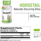 Solaray Cola de Caballo 880 mg - Suplemento con Sílice Natural - 100 Cápsulas Veganas