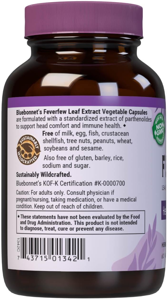BlueBonnet Nutrition - Feverfew Leaf Extract, 60 Vegetable Capsules