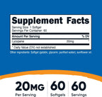 Nutricost Licopeno 20 mg - 60 Cápsulas Blandas - Sin Gluten, No GMO