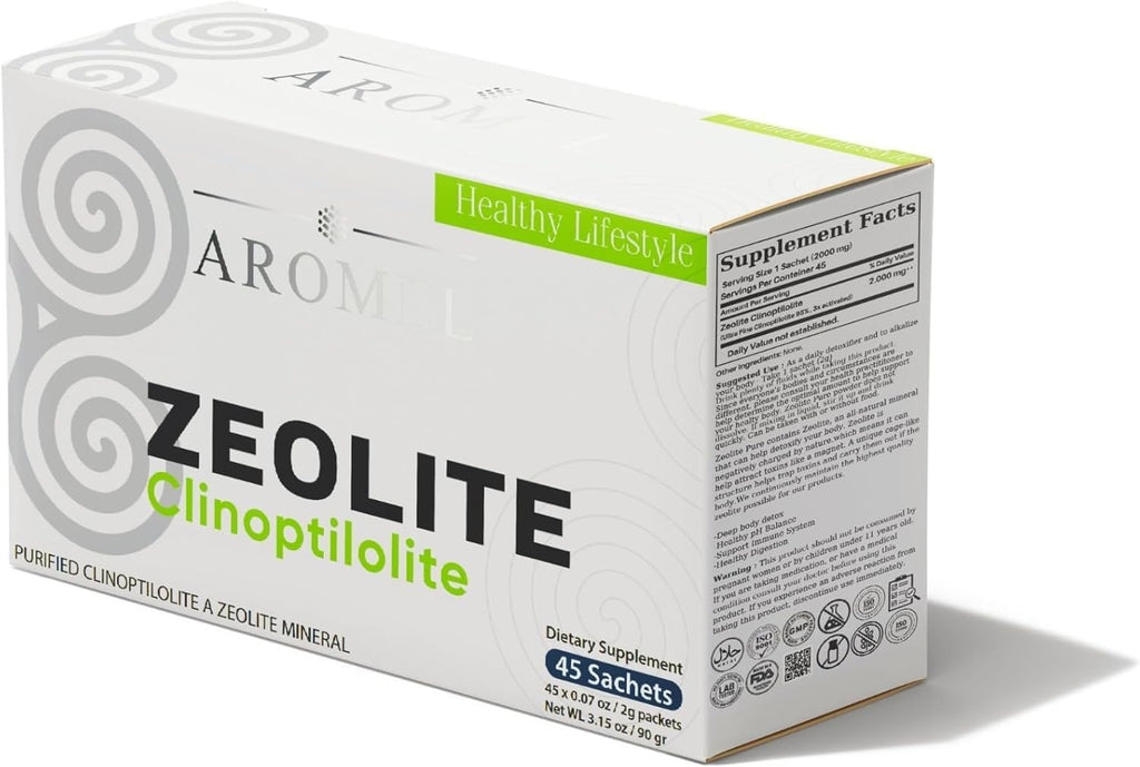 aromel Zeolite Powder Clinoptilolite - 45 Sobres de Polvo Ultrafino (<1 µm) | Clinoptilolita 95% | 3X Activado