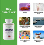 Paradise Herbs Saffr-Tone, Saffron Extract, Active Whole Spectrum, 60 Vegetarian Capsules